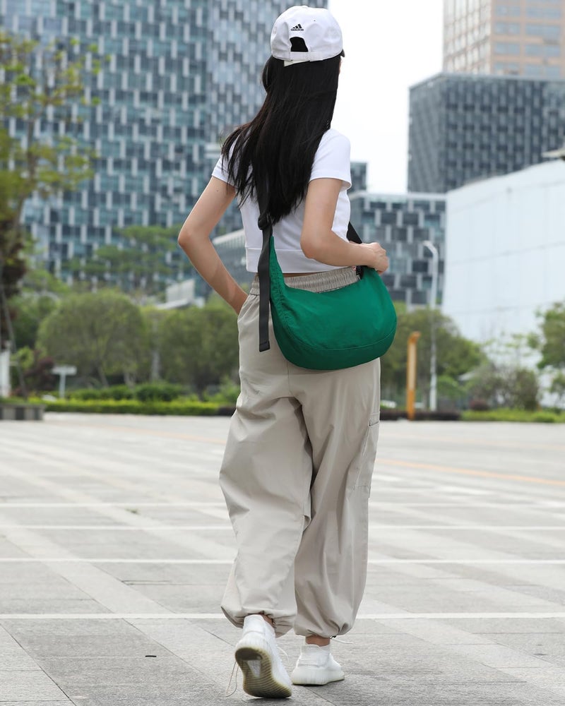 Iioscre Medium Crossbody Crescent Bag for Women Men Trendy, Nylon Crossbody Hobo Bag with Adjustable Strap and Inner Pockets. - Image 3